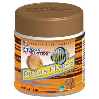 ON+ Discus Flakes Fish Food (Original from Tunai Store) | Specially Formulated Flake Food for Discus Symphysodon Spp (34gms, Flake)