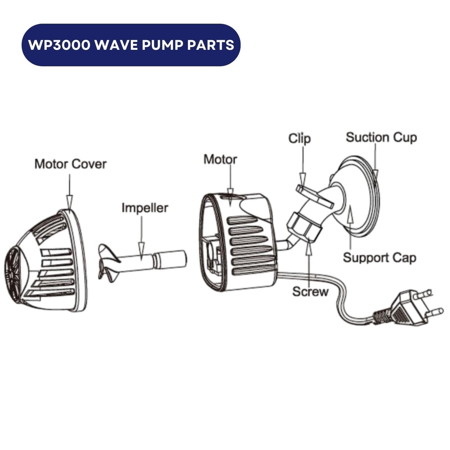 Dophin WP3000 Wave Pump for Aquarium Fish Tank | Output: 5000L/H | Suitable for Tank Size 190-380L | (Original from Tunai Store)