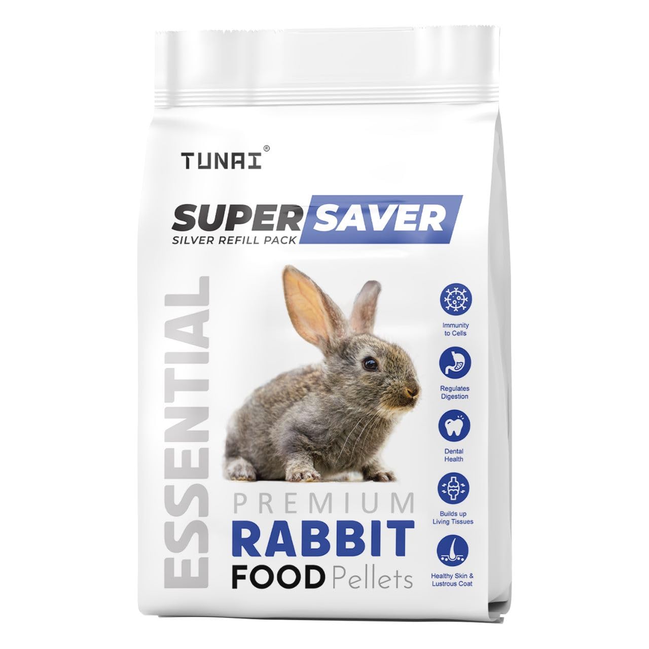 Tunai Super Saver Rabbit Food Silver Pack | 1.5Kg | Medium Pellets - Has DHA Omega 3&6 for Better Skin Coat, and Easy Digestion