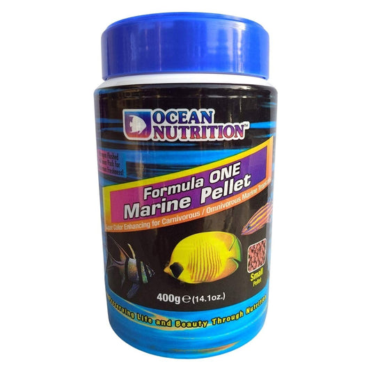 ON+ Formula One Marine Pellets Fish Food (Original from Tunai Store) | Super Color Enhancing for Carnivorous/Omnivorous Marine Tropical Fish (400gms, Small Pellets)