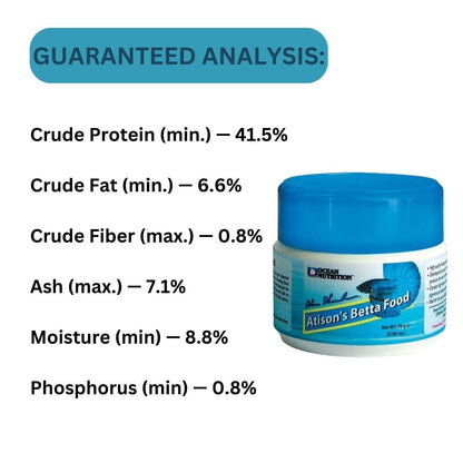 ON+ Atison's Betta Fish Food (Original from Tunai Store) | Nutrient Complete Food for All Betta Species (75gms, Floating Pellets)