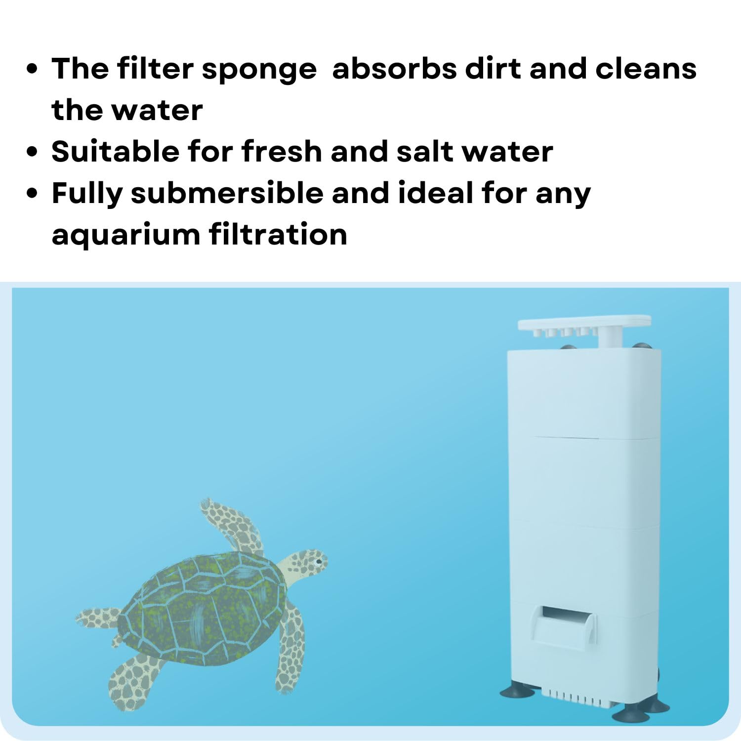 S0B0 WP-348H Internal Filter for Aquarium Fish Tank | Completely Submersible | Output: 500L/H | Suitable for Fresh and Marine Water Tank | (Original from Tunai Store)