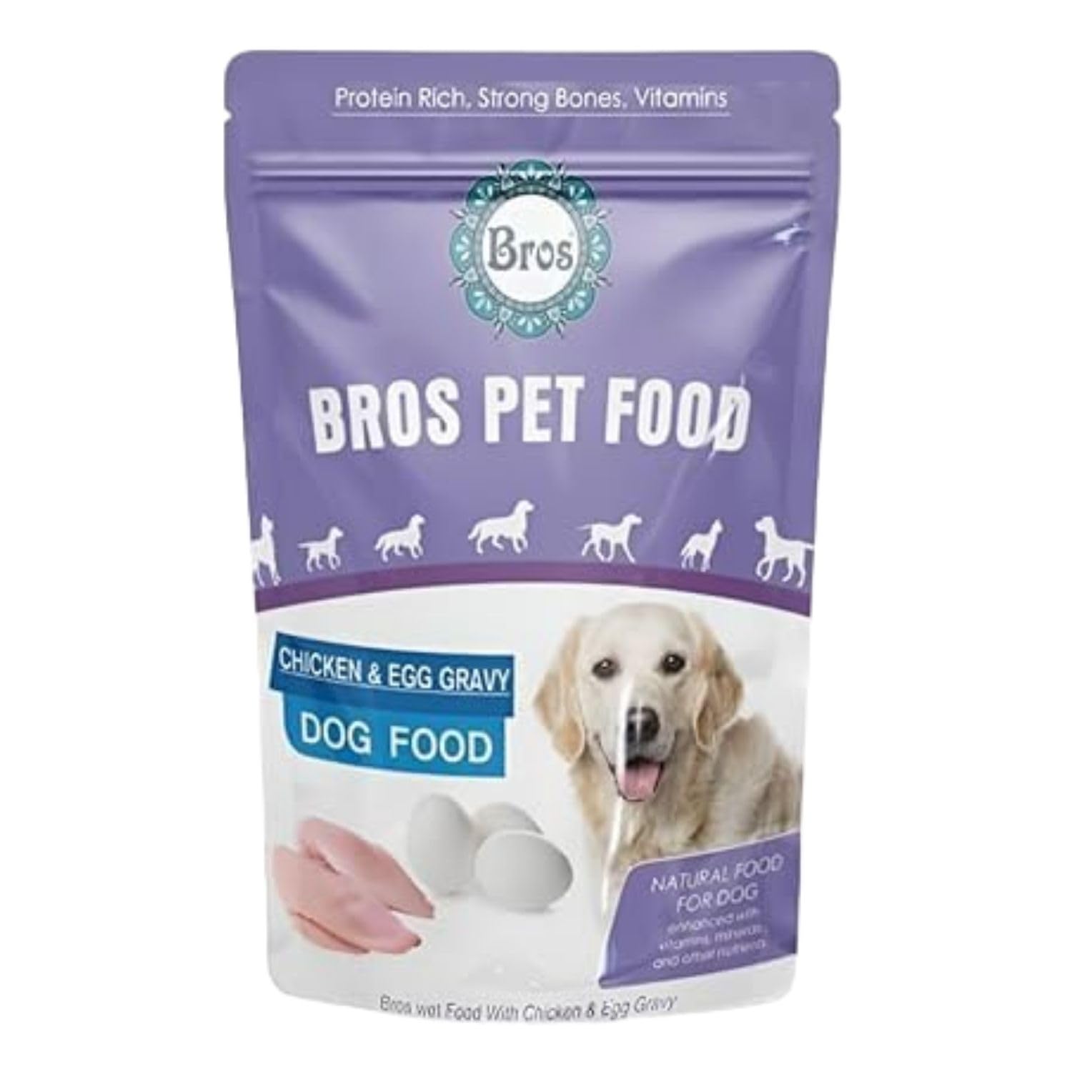 SF+ Bros Pet Dog Food | Pack of 12 | Natural Food for Dogs | Enhanced with Vitamins, Minerals and Other Nutrients (80gms, Chicken and Egg)