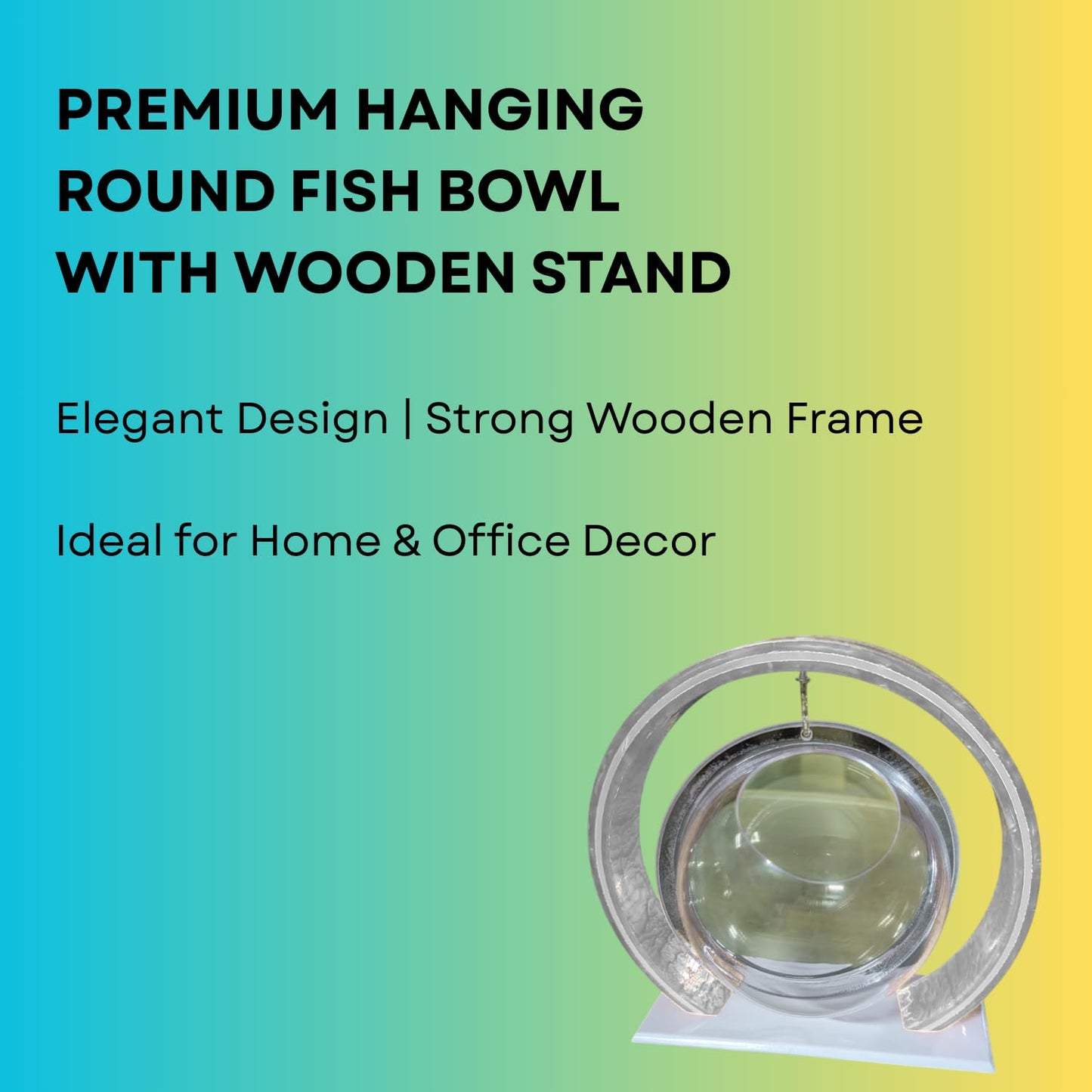 Double Bowl 6-inch White Round Fish Bowl – Standing & Hanging Decorative Aquarium for Home & Office | 2-in-1 Double Bowl Round Fish Tank