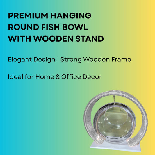 Double Bowl 6-inch White Round Fish Bowl – Standing & Hanging Decorative Aquarium for Home & Office | 2-in-1 Double Bowl Round Fish Tank
