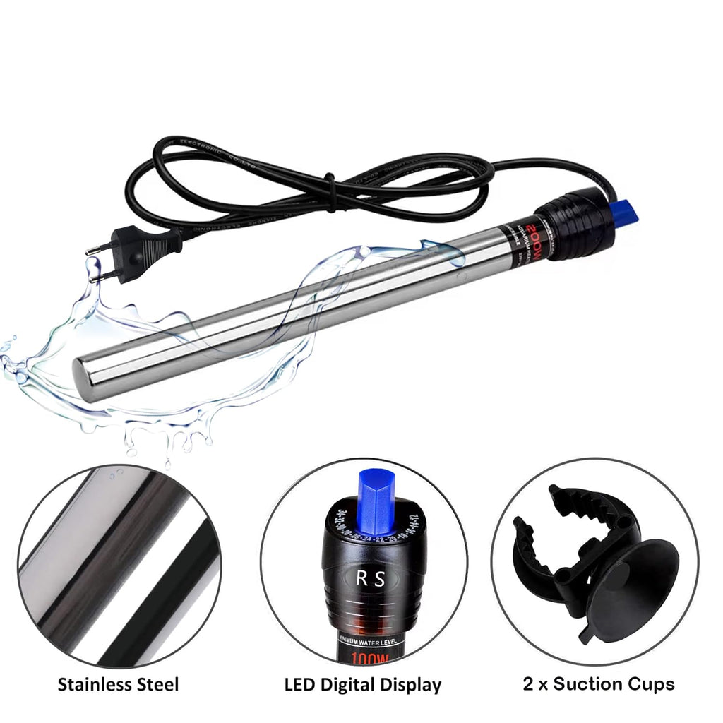Jainsons Pet Products RS Electricals 500W Aquarium Fish Tank Heater | Break-Proof Stainless Steel Rod | Adjustable 12°C–34°C | Ideal for Tanks up to 6 Feet