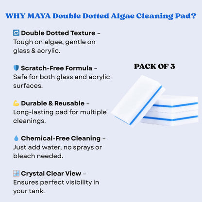 The Scape Right Series MAYA Double Dotted Algae Cleaning Pads | Premium-Grade Aquarium Glass Cleaner (3 Pads)