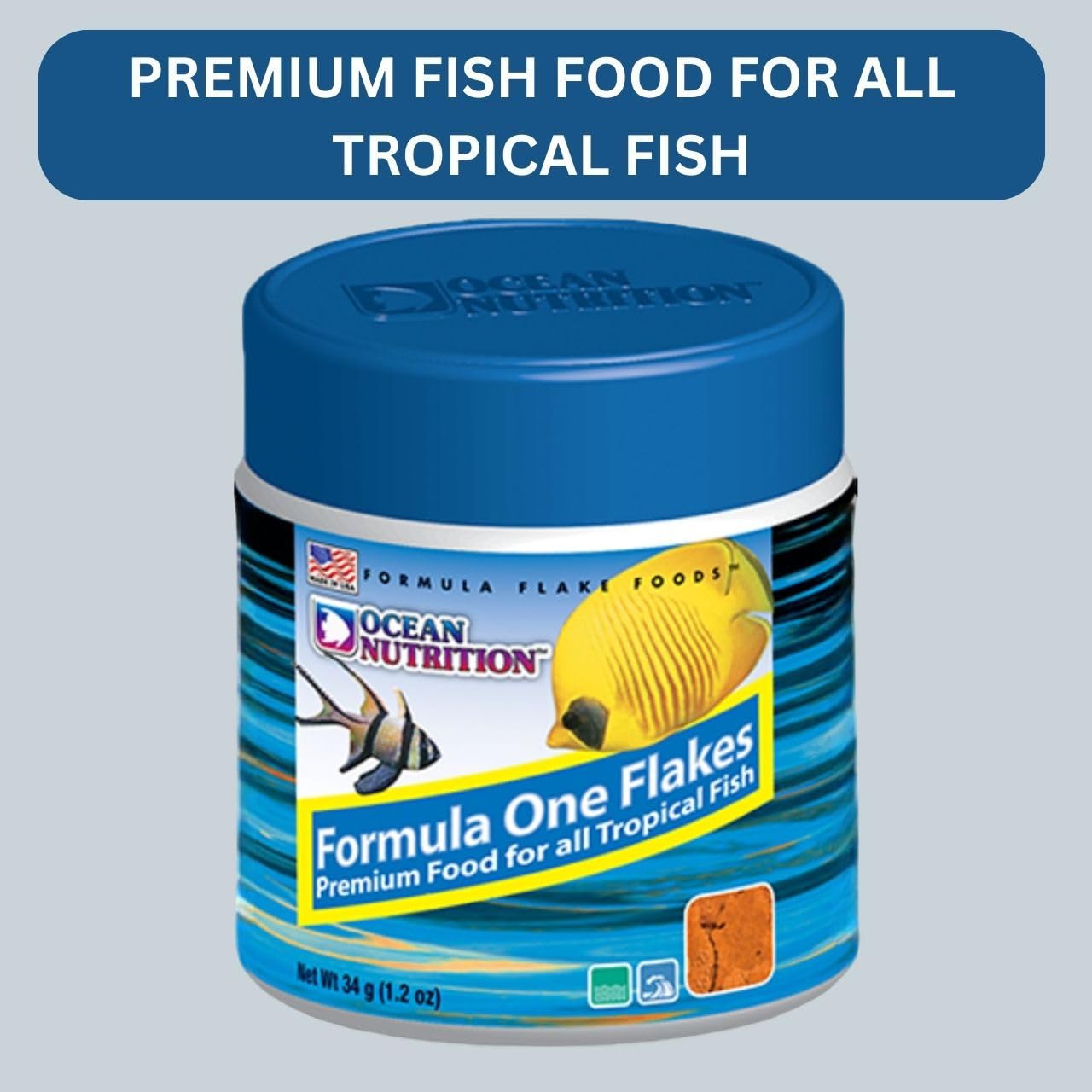 ON+ Formula One Flakes Fish Food (Original from Tunai Store) | Premium Flake Food for All Tropical Fish (34gms, Flakes) (34gms)