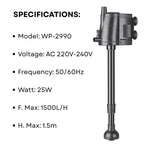 S0B0 WP-2990 Power Head for Aquarium FIsh Tank | Powerful Water Circulation for Strong and Consistent Flow | Ideal for Marine and Fresh Water | Power: 25W | F.Max: 1500L/H | Original from Tunai Store