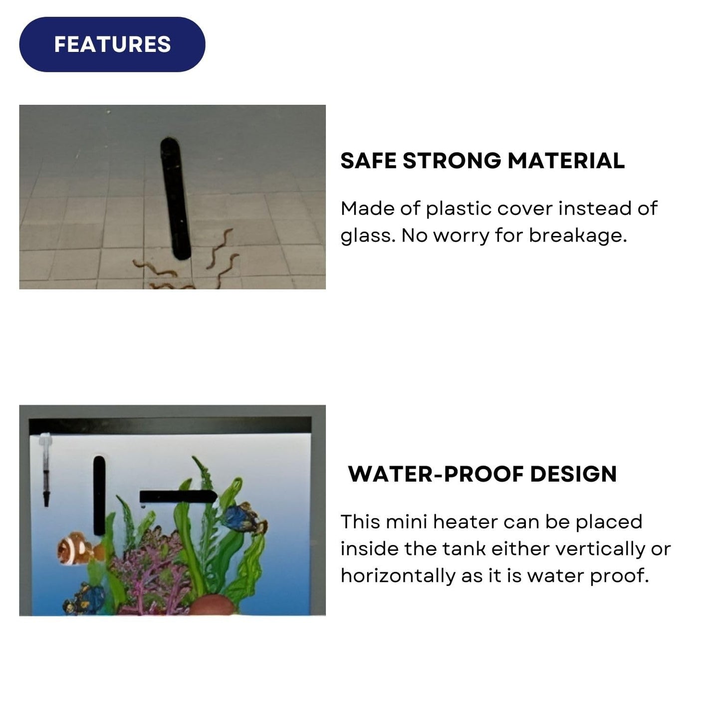 Dophin AH1002 10W Submersible Mini Heater | Fully Submersible | Suitable for Both Fresh and Marine Water | Suitable for Tank Size 20L | (Original from Tunai Store)