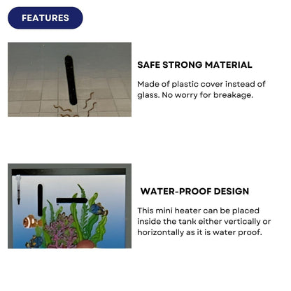 Dophin AH1002 10W Submersible Mini Heater | Fully Submersible | Suitable for Both Fresh and Marine Water | Suitable for Tank Size 20L | (Original from Tunai Store)