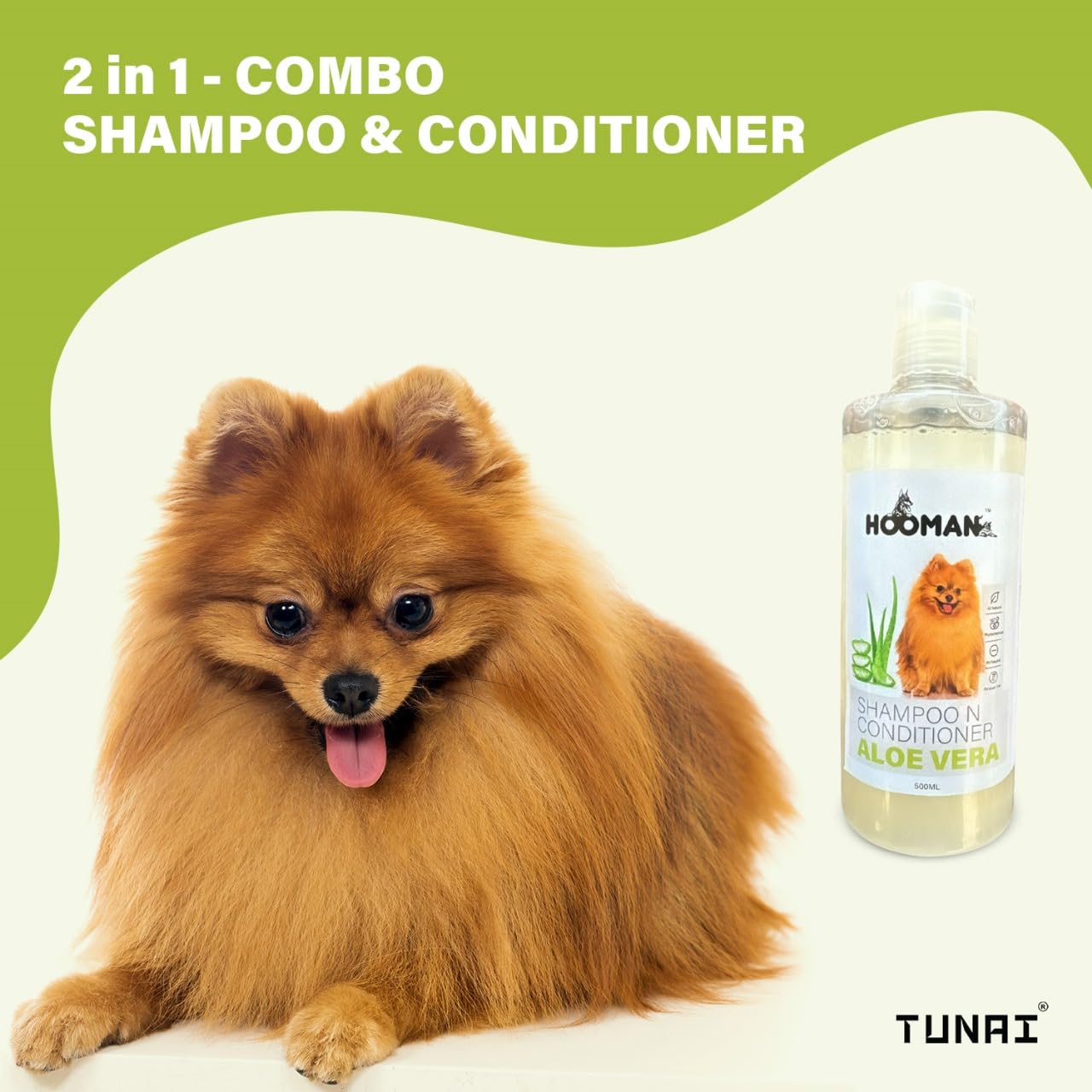 TUNAI 2in1 Purpose Shampoo & Conditioner for All Dog Breeds (Aloe Vera - 500ml)