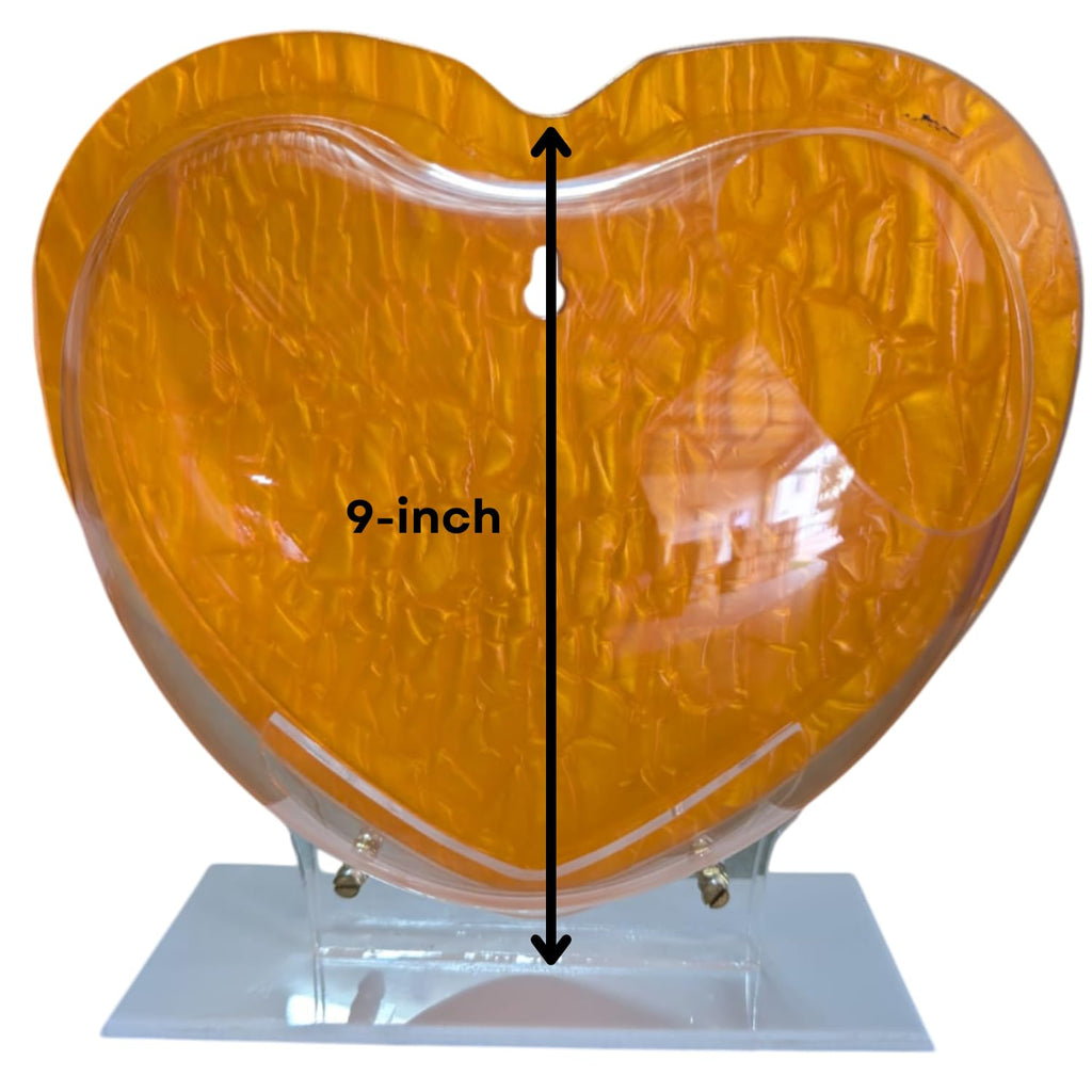 Wall Mount 9-inch Yellow Heart Shape Fish Bowl – with Stand | Modern Aquarium for Home, Office & Café Décor | Space Saving Design | Elegant Fish Tank & Plant Terrarium | Compact Design