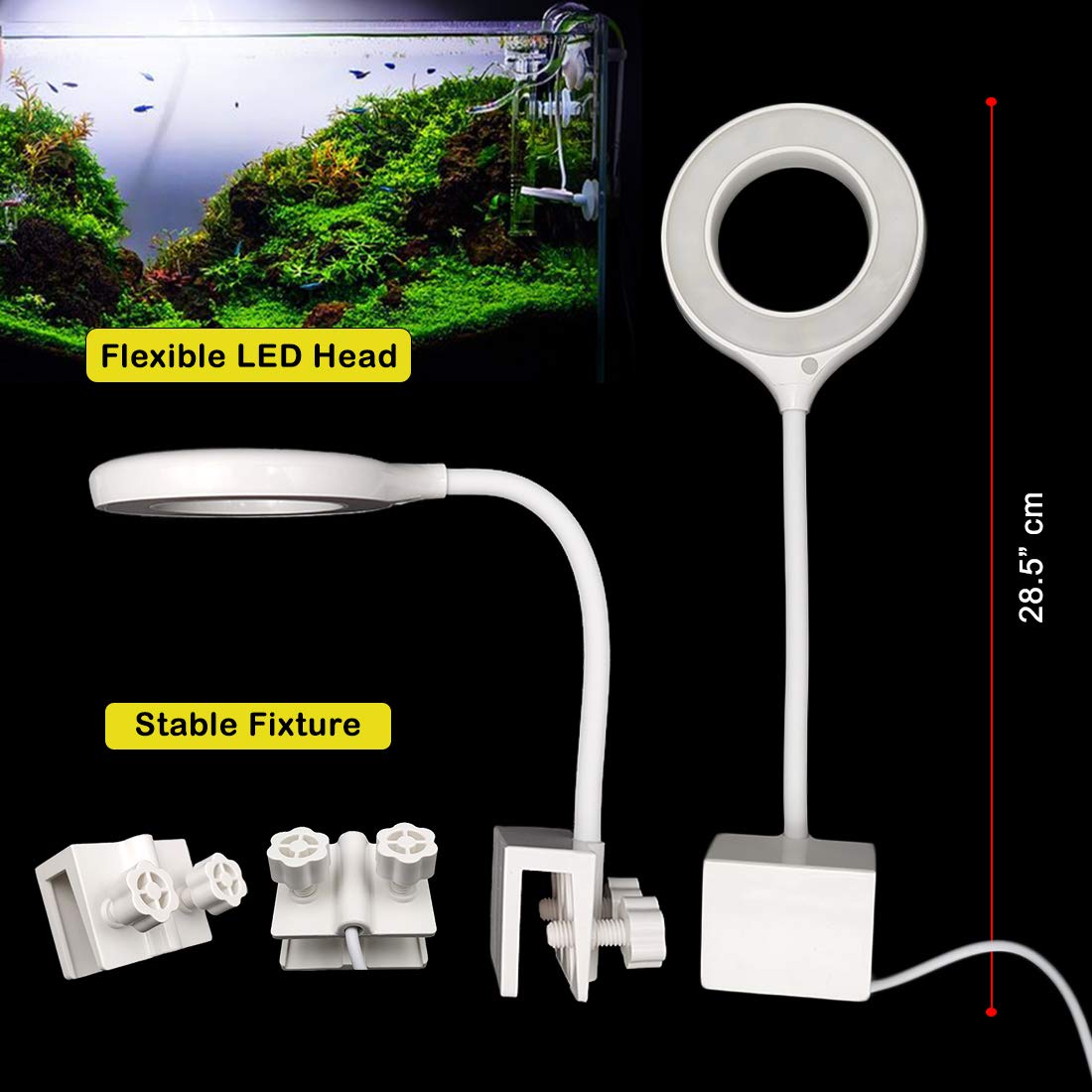 Rs Electrical Aquarium Fish Bowl Clip On Clamp Led Light Lamp For Small Fish Tanks Super Bright Blue White Led - 6.4W Energy Saving By Visual Arrest, Pack of 1