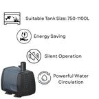 S0B0 WP-5000 Submersible Water Pump for Aquarium Fish Tank | Powerful Water Circulation | Strong and Consistent Flow | Power: 60W | F.Max: 3000L/H | Original from Tunai Store