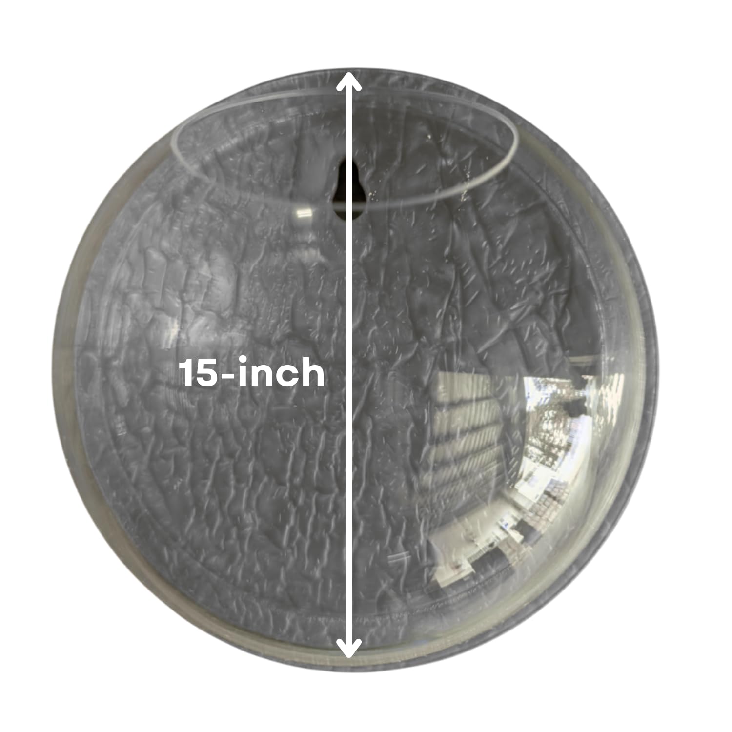Wall Mount 15-inch Grey Round Shape Fish Bowl – Without Stand | Modern Aquarium for Home, Office & Café Décor | Space Saving & Compact Design | Elegant Fish Tank & Plant Terrarium
