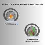 Double Bowl 6-inch Grey Round Fish Bowl – Standing & Hanging Decorative Aquarium for Home & Office | 2-in-1 Double Bowl Round Fish Tank