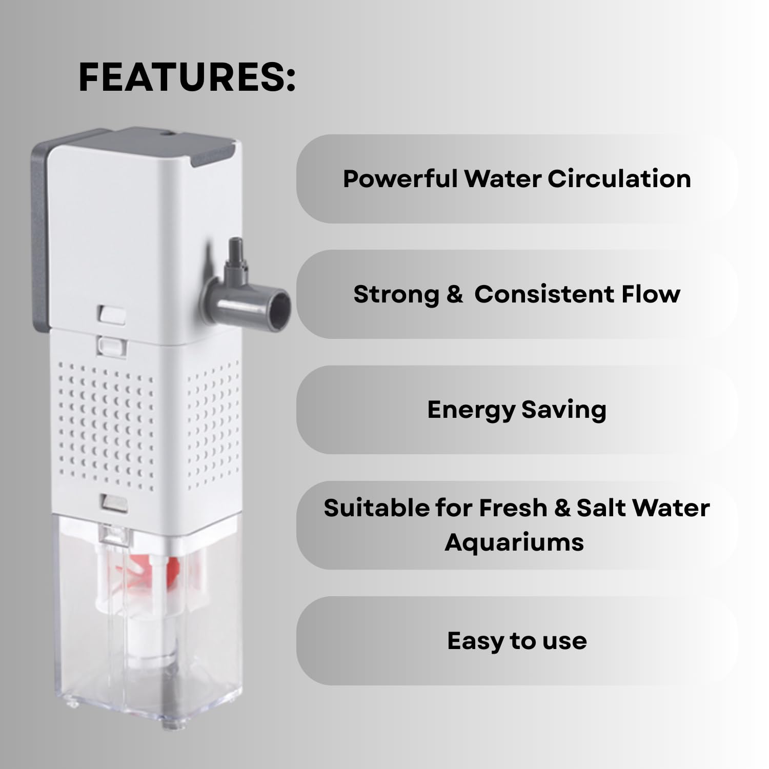 S0B0 AQ-1000F Internal Filter for Aquarium Fish Tank | Powerful Water Circulation | Strong and Consistent Flow | Completely Submersible | Power: 15W | F.Max: 1000L/H | Original from Tunai Store