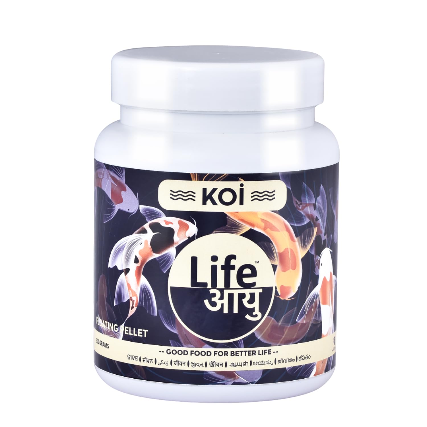 Life AAYU Koi Regular Aquarium Fish Food | Ayurvedic Floating Pellet for Indian Koi Breeds | Growth & Color Enhancer (500 GMS)