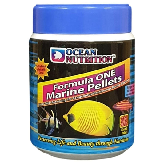 ON+ Formula One Marine Pellets Fish Food (Original from Tunai Store) | Super Color Enhancing for Carnivorous/Omnivorous Marine Tropical Fish (200gms, Small Pellets)
