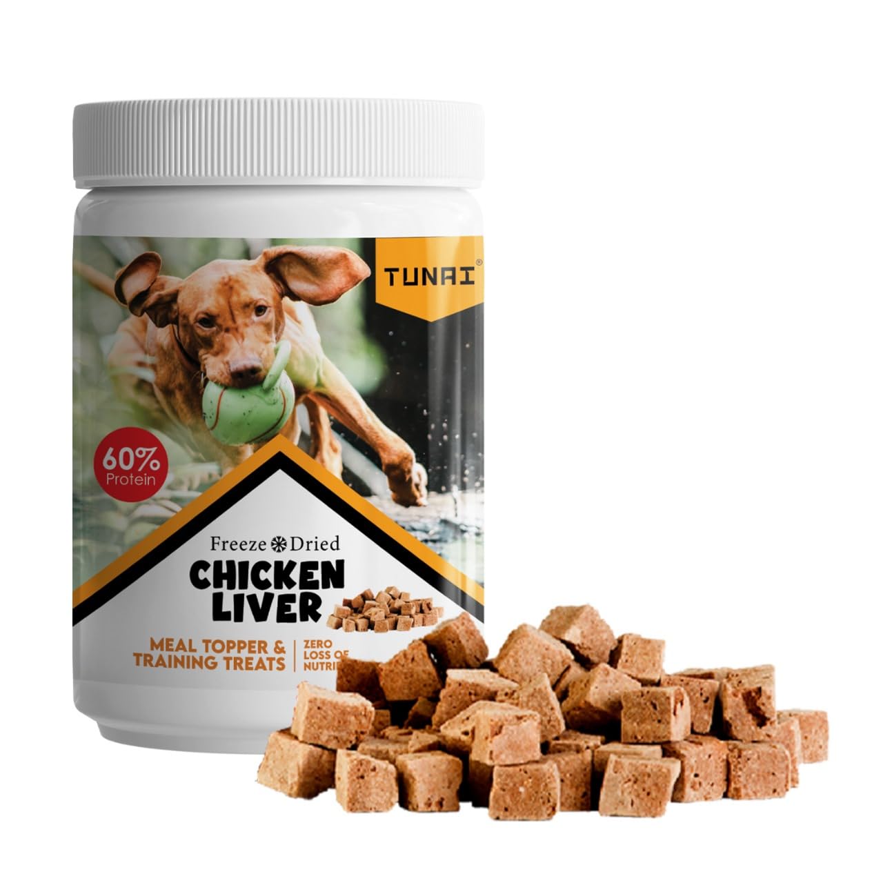 Tunai Premium Freeze Dried Treats for Adult Dogs & Weaning Puppies, 30g (Mini, Salmon Cubes)