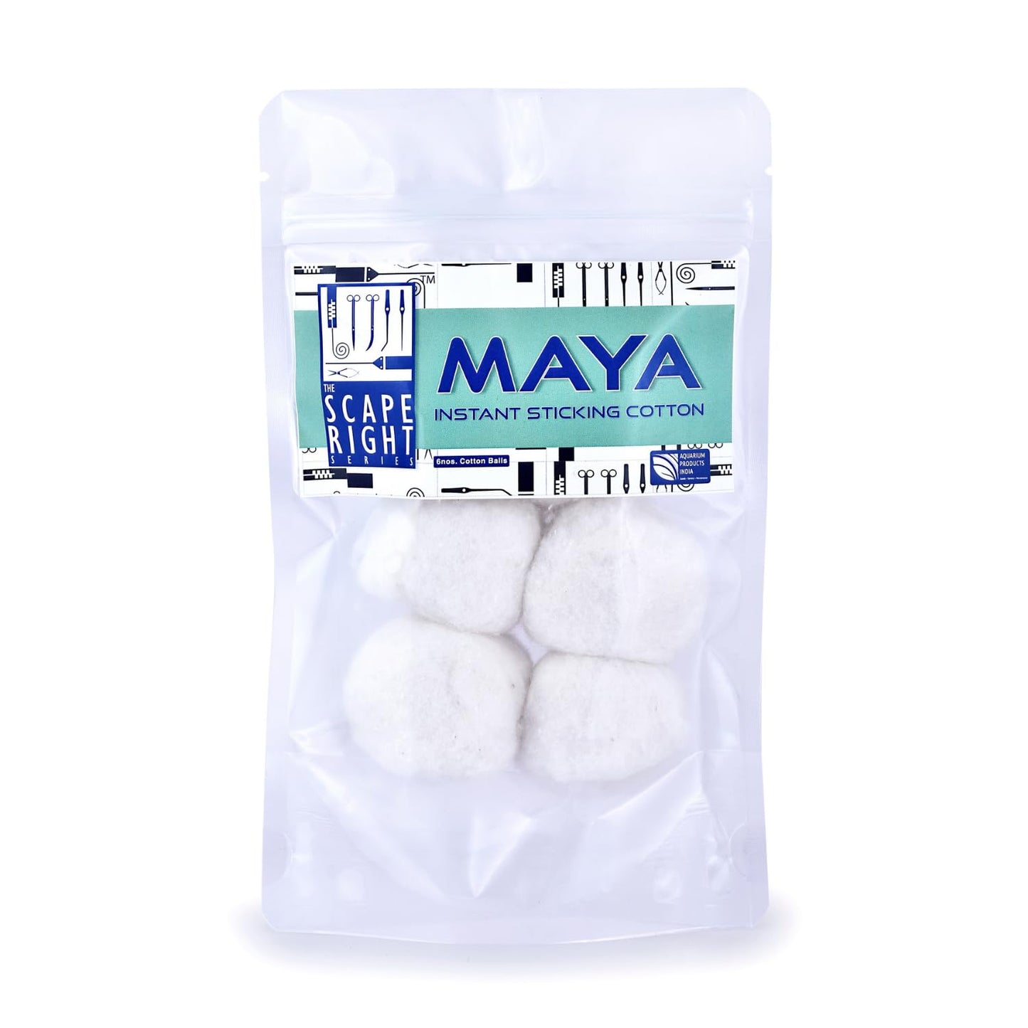 The Scape Right Series Maya Instant Sticking Cotton | for Aquarium Hardscaping | Premium Solution for Aquarium Enthusiasts (6 Cotton Balls)