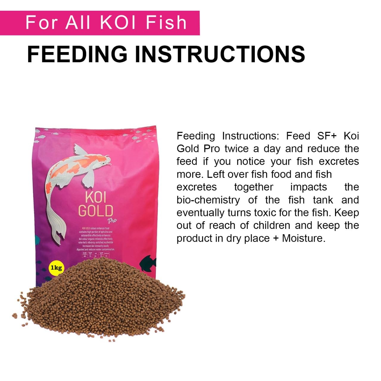 SF+ Red Fin Gold Koi Pro Fish Food | 2.5 MM pellets | Perfect Fish Feed |1KG| for All Medium and Large Adult Size Koi (2.5 MM - Koi Gold Pro) - Original from Tunai Store