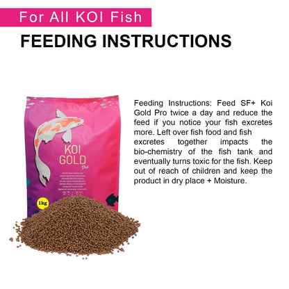 SF+ Red Fin Gold Koi Pro Fish Food | 2.5 MM pellets | Perfect Fish Feed |1KG| for All Medium and Large Adult Size Koi (2.5 MM - Koi Gold Pro) - Original from Tunai Store
