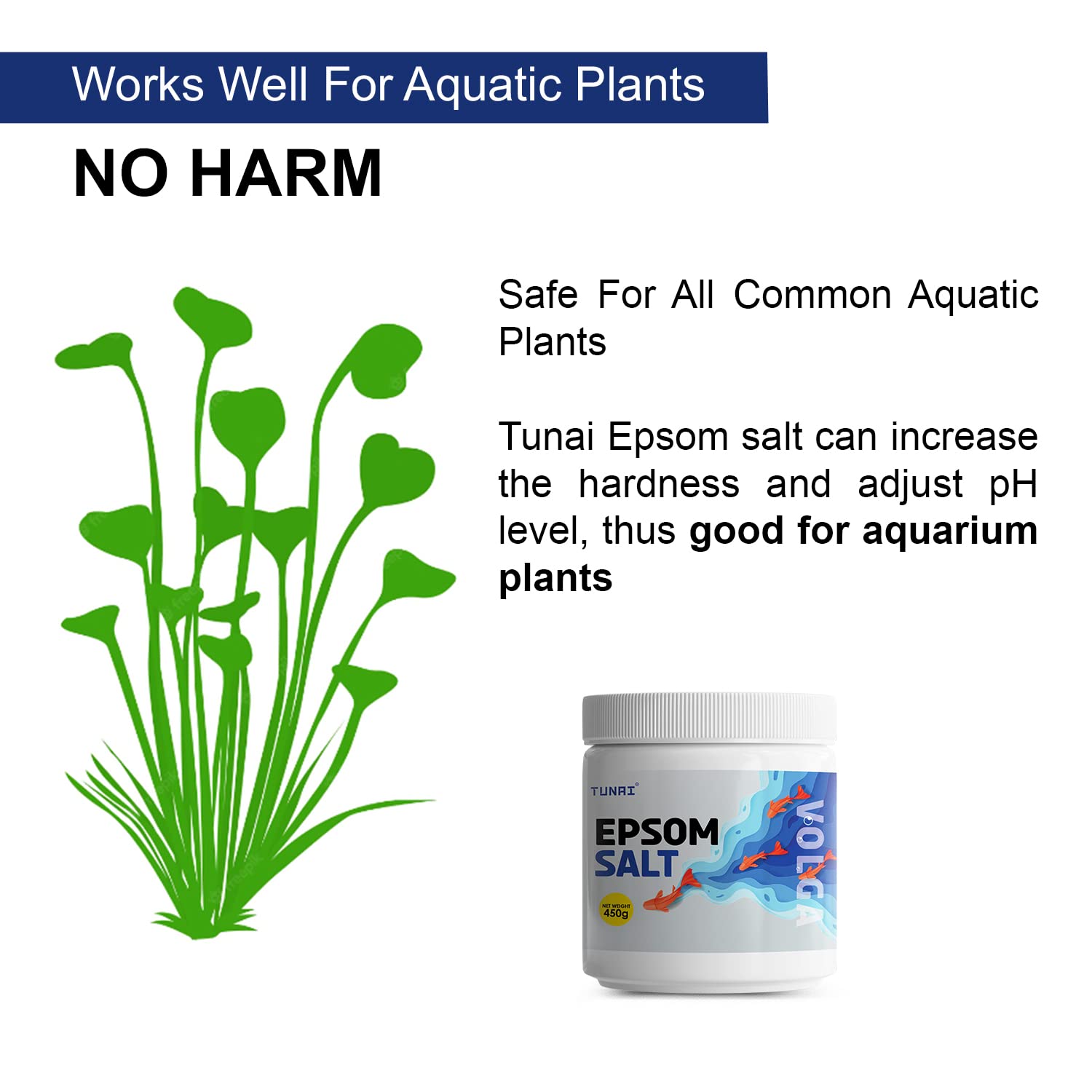 Tunai Epsom Crystal Aquarium Salt | 450g | for Aquarium Fish Tank, Assist in Treating Dropsy, Regulates pH Levels, Swim Bladder and Regulates Hardness of Fish Tank Water