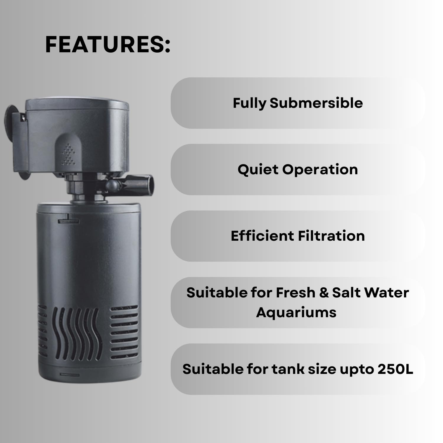 S0B0 WP-2200F Internal Filter for Aquarium Fish Tank | Completely Submersible | Absorbs Dirt & Clean The Water | for Fresh & Marine Water Tank | Power:20W | F.Max: 1000L/H | Original from Tunai Store