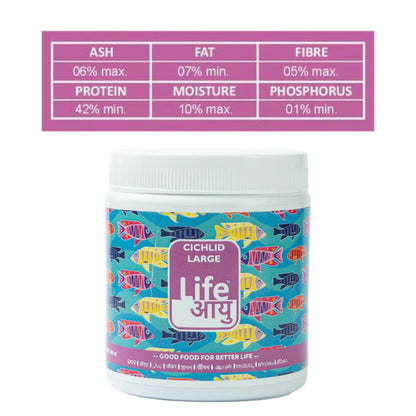 Life AAYU Cichlid Fish Food | Immunity Booster & Digestive Support | Ideal for All Cichlids Variants | (200 GMS, Large)