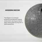 Wall Mount 15-inch Grey Round Shape Fish Bowl – Without Stand | Modern Aquarium for Home, Office & Café Décor | Space Saving & Compact Design | Elegant Fish Tank & Plant Terrarium