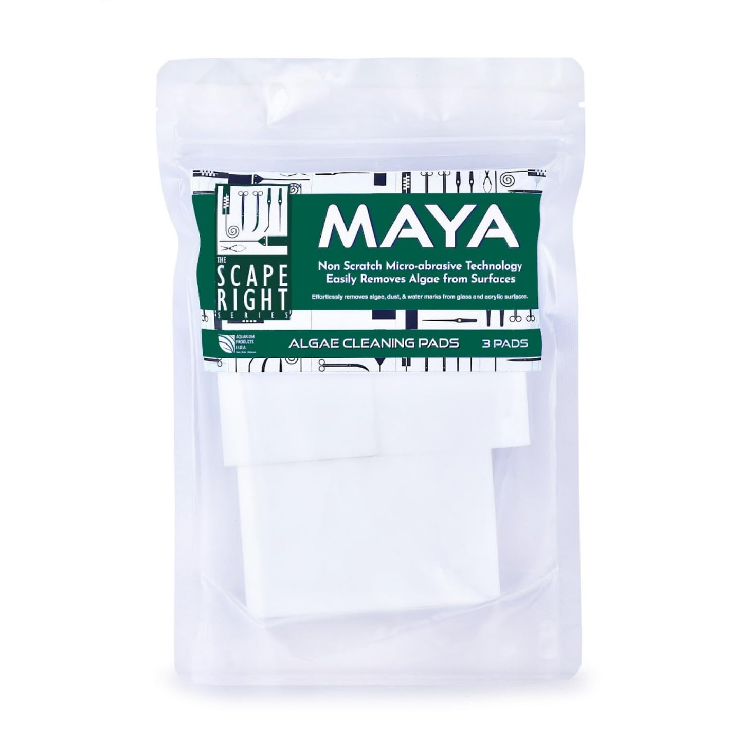 The Scape Right Series MAYA Algae Cleaning Pads for Aquarium | Safe for Acrylic & Glass Aquariums (3 Pads)