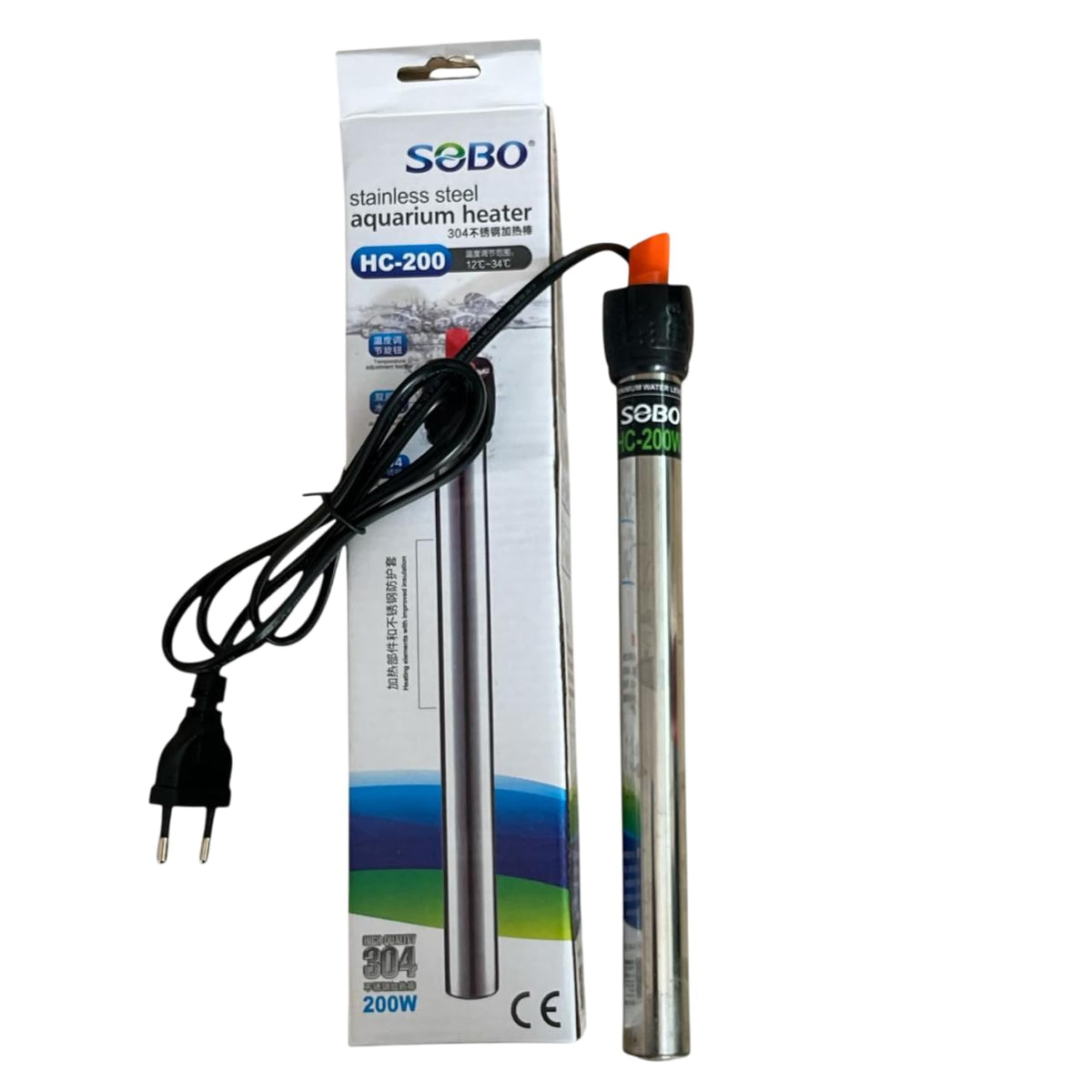 S0B0 HC-100W Stainless Steel Aquarium Heater| Stainless Steel Tube | Corrosion-Resistance | Fully Submersible