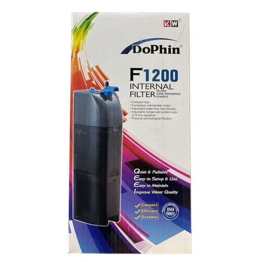 Dophin F1200 Internal Filter for Aquarium Fish Tank | Completely Submersible Motor | Output: 580/500 L/H | Suitable for Fish Tank Size 120L | (Original from Tunai Store)