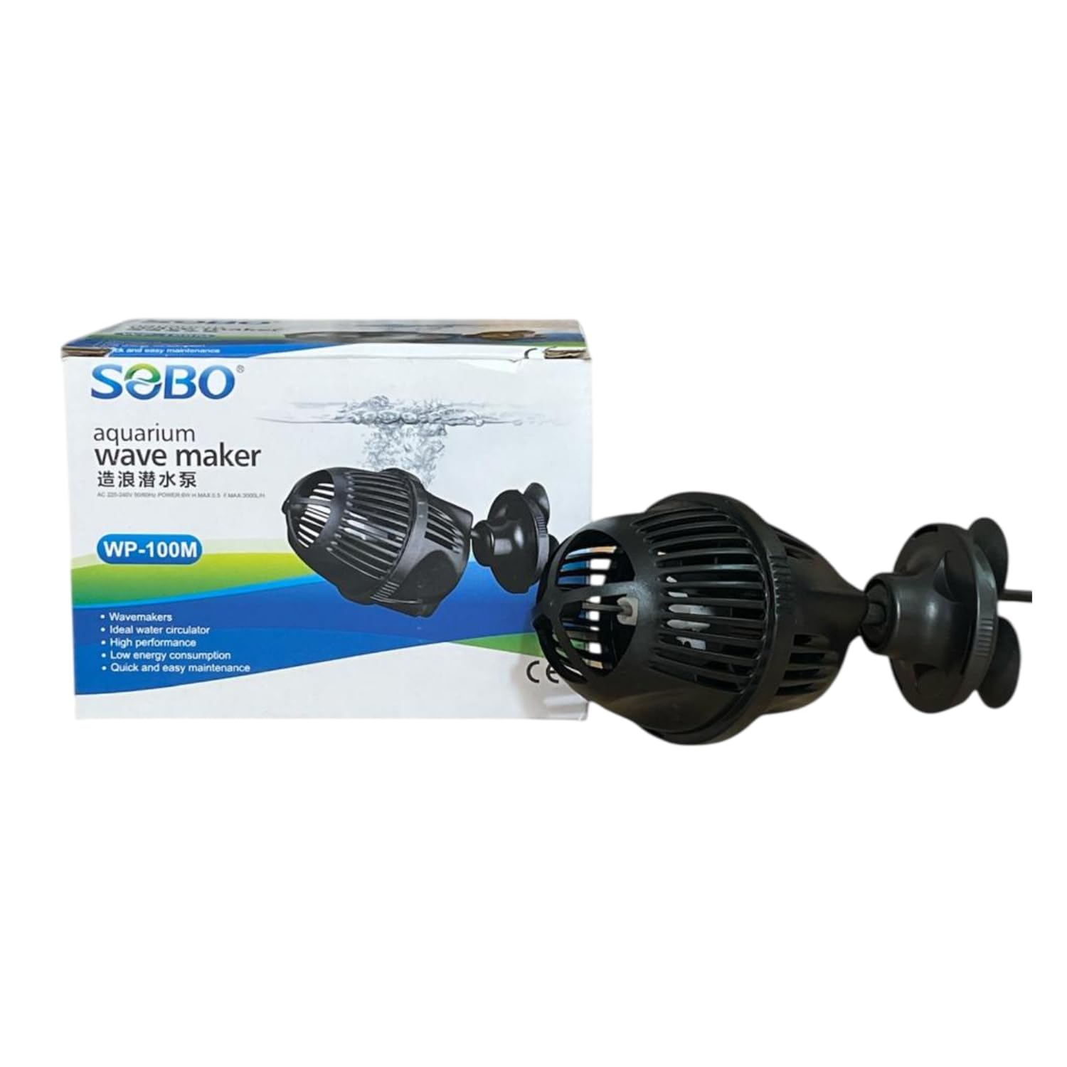 S0B0 WP-100M Super Wave Maker for Aquarium Fish Tank | Ideal Water Circulator | Multi-Angle Adjustable | Fully Submersible | Power: 6W | F.Max: 3000L/H | (Original from Tunai Store)