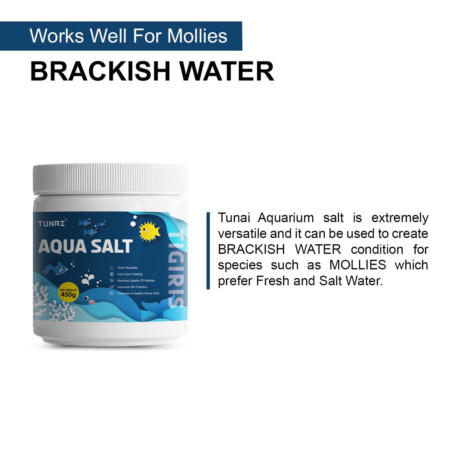 Tunai Aquarium Salt for Fresh Water Fish Tank | Crystal Salt, 450g