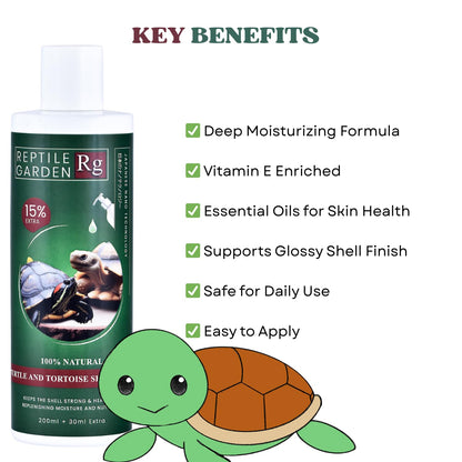 Reptile Garden Turtle & Tortoise Shell Lotion | Vitamin E & Essential Oil Enriched Moisturizer for Shell & Skin Health (200 ml + 30 ml)
