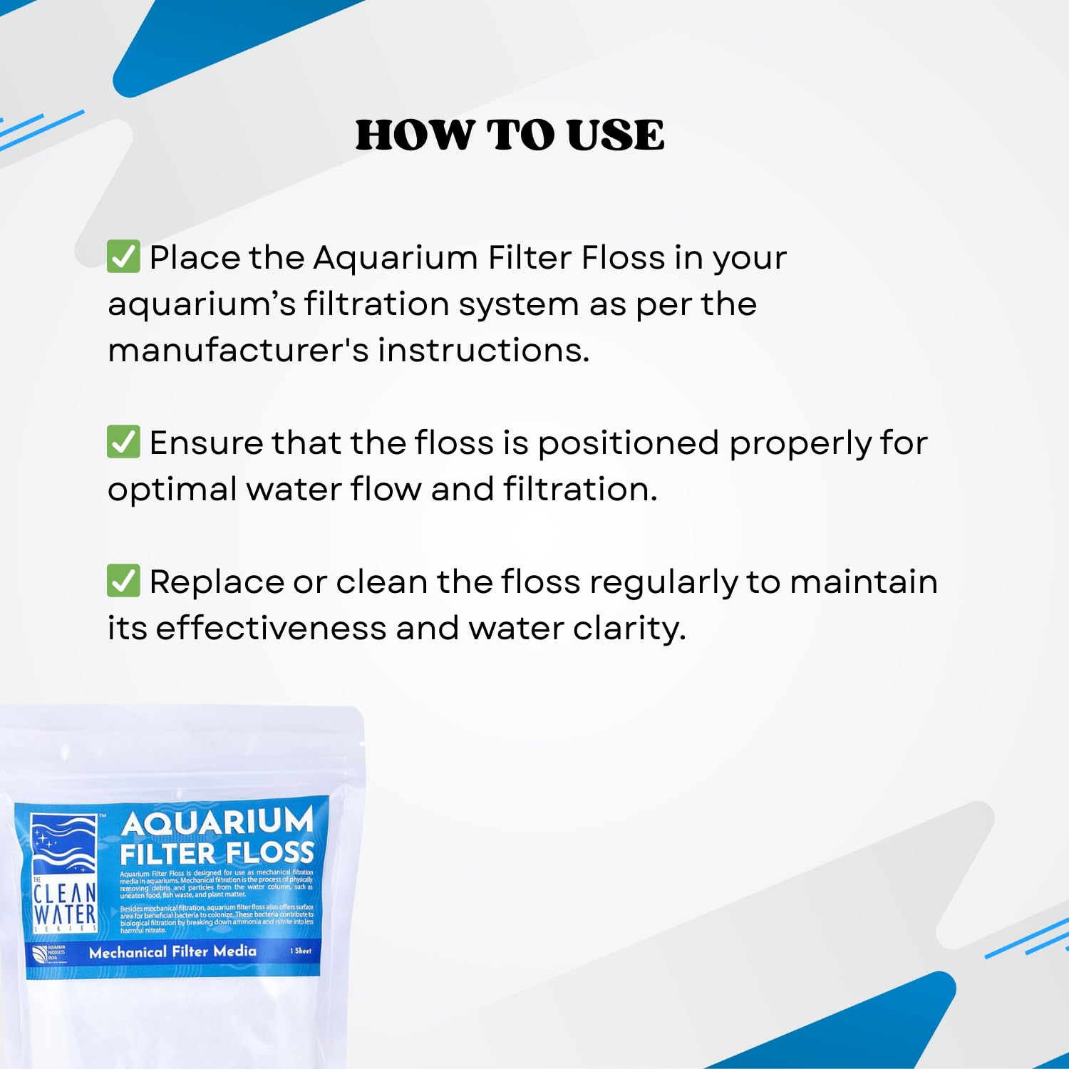 The Clean Water Series Aquarium Filter Floss | Ideal Choice for Mechanical Filtration in Aquariums (Food-Grade Nylon Mesh)