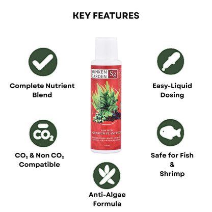 Sunken Garden Green – All-in-One Aquarium Plant Fertilizer | CO₂ & Non-CO₂ Compatible | Anti-Algae Formula (100 ml)