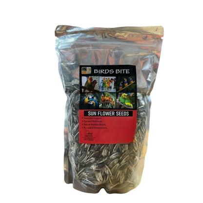 SF+ Birds Bite Sunflower Seeds Bird Foods (Pouch) | Suitable for African Love Birds, Love Birds, Conures, Budgerigar, Finch and Macaws (200gms, Sunflower Seeds)