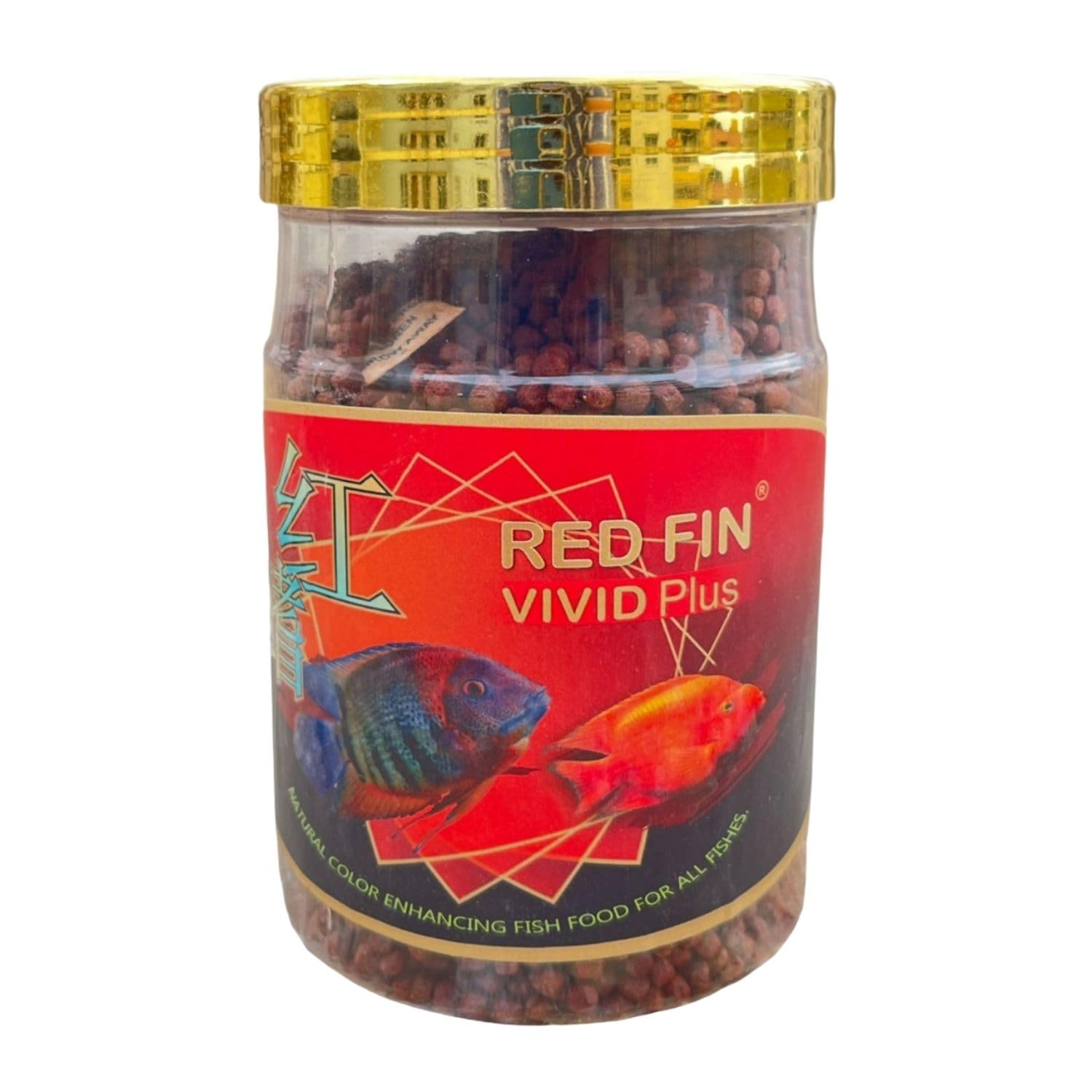 SF+ Red Fin Vivid Plus Fish Food | Natural Color Enhancing Fish Food for All Fishes | Originally from TUNAI (222g, Pellets)