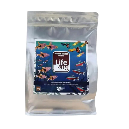 Life AAYU Premium Breeder Bits for Fish | Improve Health, Boosts Immunity, and Enhance Natural Coloration (1 KG, Small Bits)