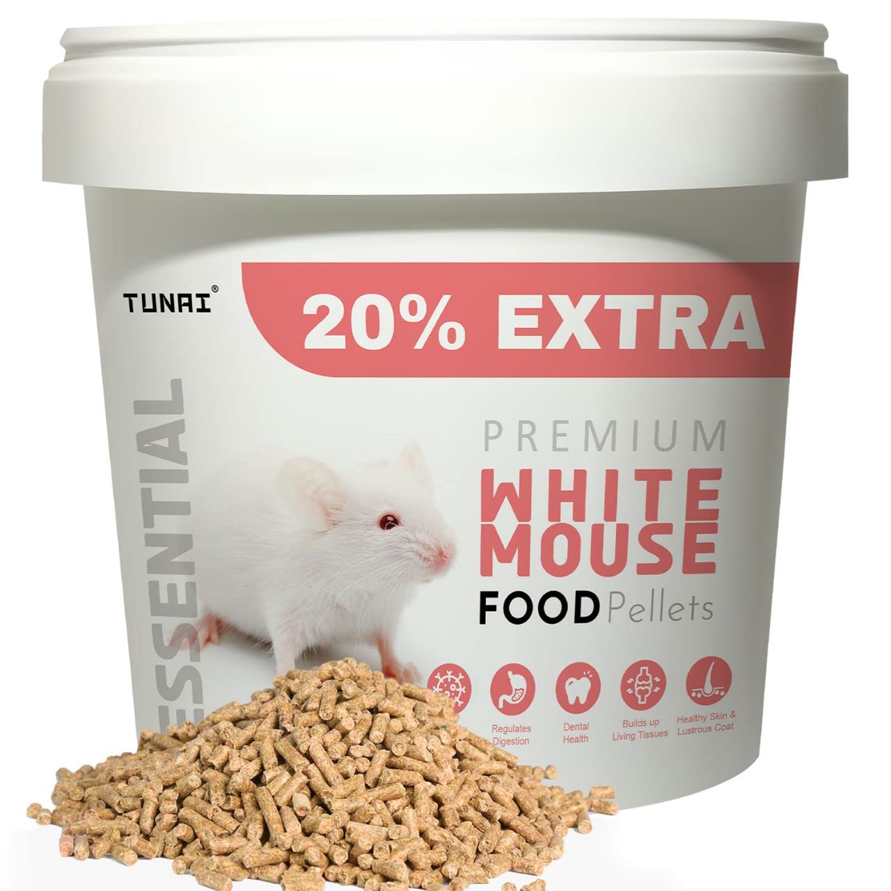 Tunai Rat Food |500g+20% Extra| Fortified with DHA Omega 3&6 and Vitamins for Better Skin Coat, and Easy Digestion, Suitable for All Lab Rats & White Mice
