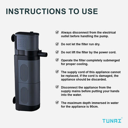TUNAI ATF-200 Internal Aquarium Filter Series (Air Filter Only, ATF-202)