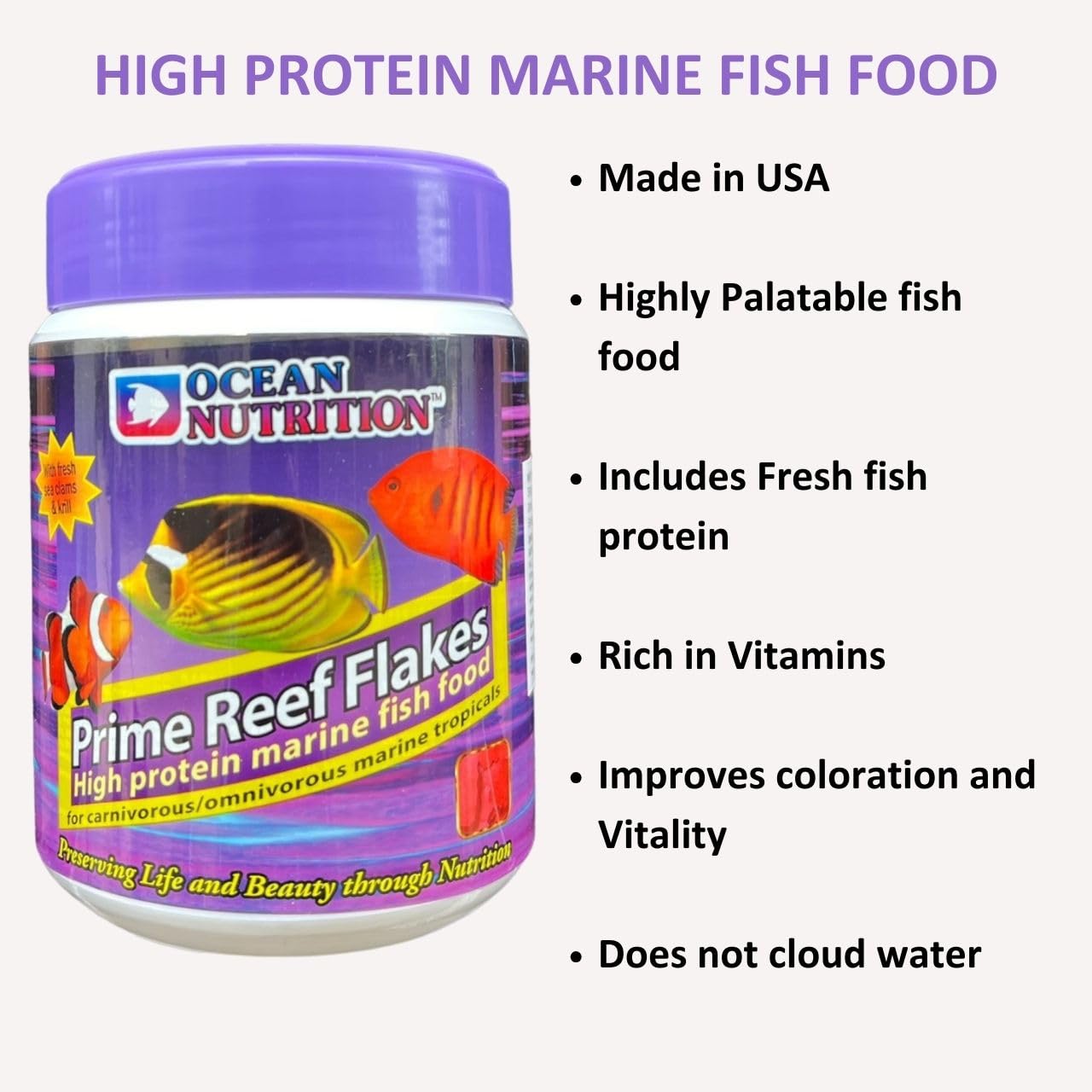 ON+ Prime Reef Flakes High Protein Marine Fish Food | 71g | Originally from TUNAI Store