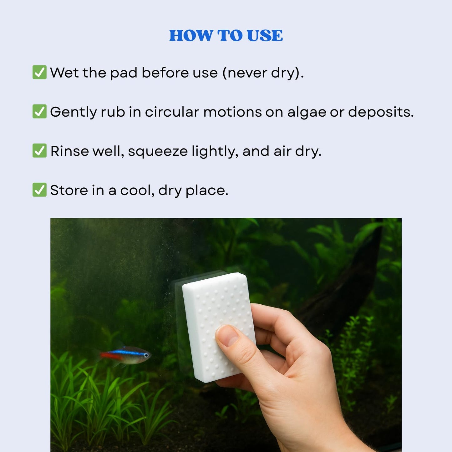 The Scape Right Series MAYA Double Dotted Algae Cleaning Pads | Premium-Grade Aquarium Glass Cleaner (1 Pad)