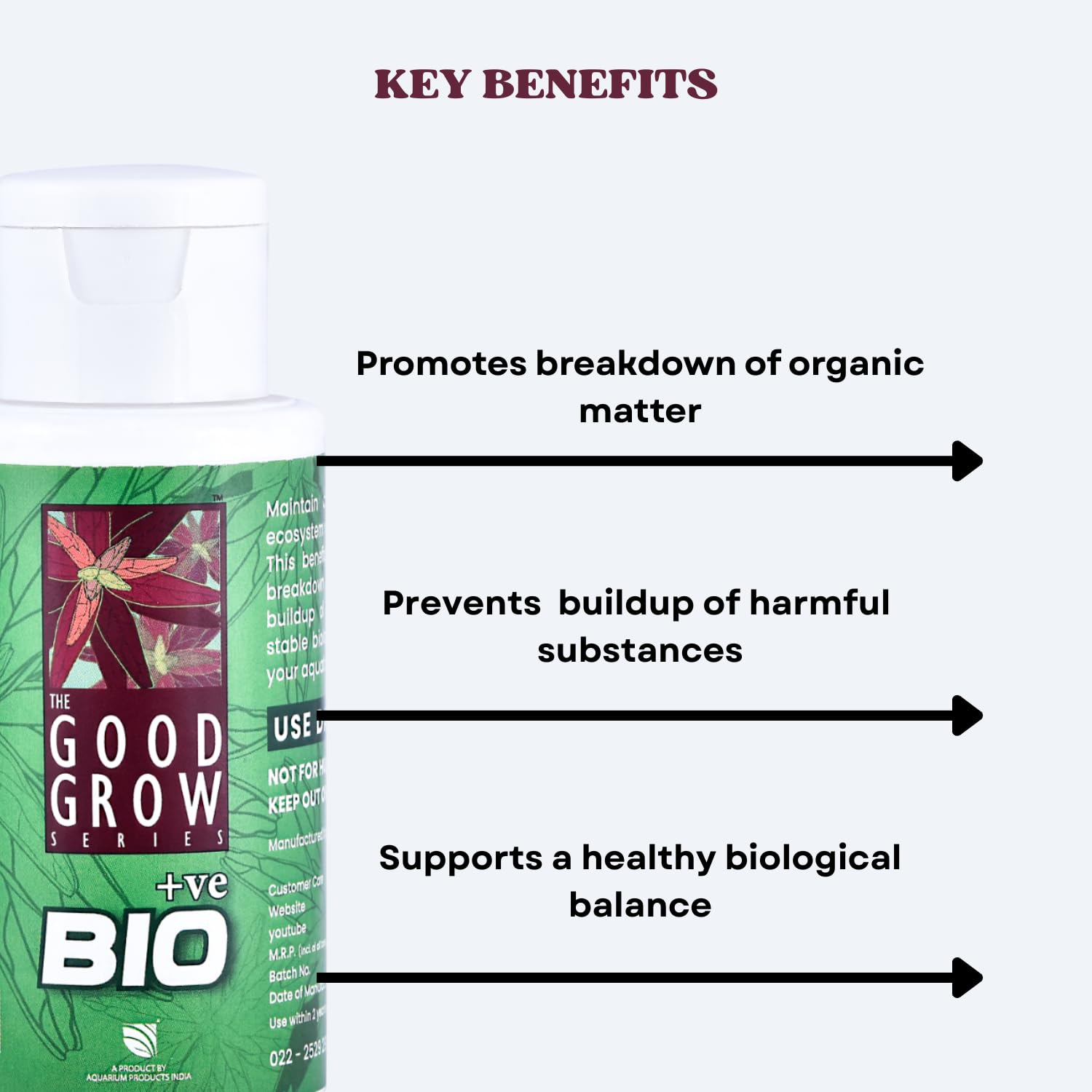 The Good Grow Series BIO +ve | Promotes Healthy Aquarium Ecosystem | Beneficial Bacteria Supplement | Maintain A Balanced and Healthy Aquarium Ecosystem (50 ml)