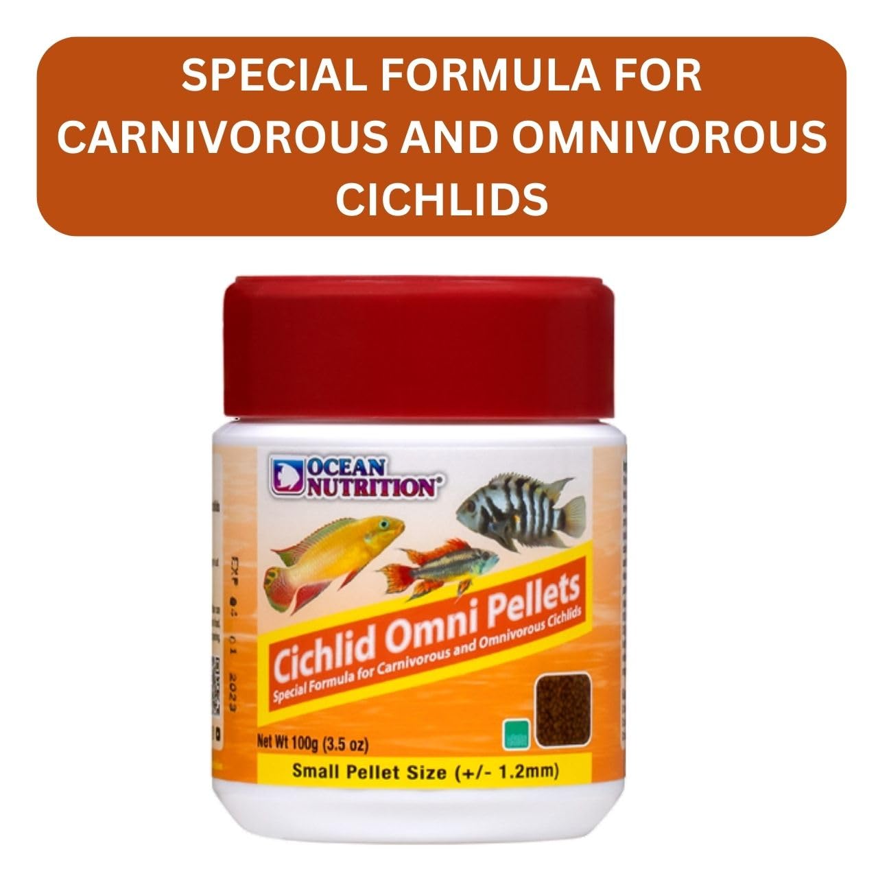 ON+ Cichlid Omni Pellets Fish Food (Original from Tunai Store) | Special Food for Carnivorous and Omnivorous Cichlids (100gms, Small Pellets)