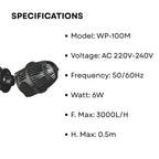 S0B0 WP-100M Super Wave Maker for Aquarium Fish Tank | Ideal Water Circulator | Multi-Angle Adjustable | Fully Submersible | Power: 6W | F.Max: 3000L/H | (Original from Tunai Store)